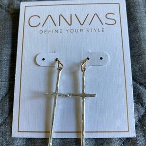 Canvas Brand Cross Earrings